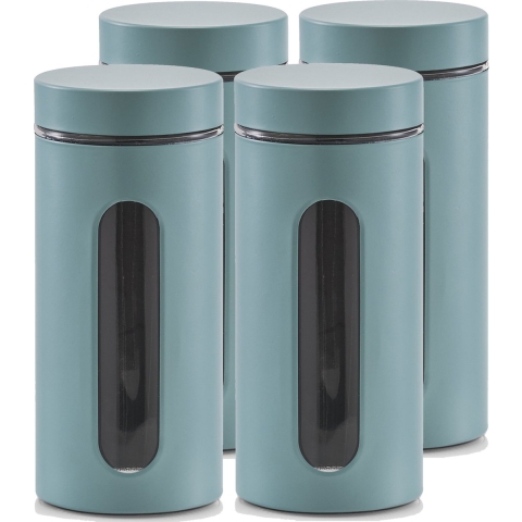 6x Eucalyptus groene voorraadblikken/potten met venster 1200 ml -
