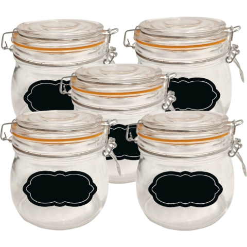 Weckpot/inmaakpot - 10x - 500 ml - glas - met beugelsluiting - incl. etiketten -