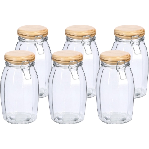 Weckpotten/inmaakpotten - 6x - 1.85L - glas - met beugelsluiting - D13 x H23 cm -