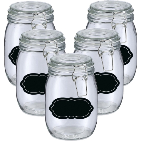 Weckpot/inmaakpot - 10x - 1L - glas - met beugelsluiting - incl. etiketten -