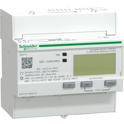 Schneider Electric A9MEM3110 Digitale kWh-meter Digitaal 63 A Conform MID: Ja 1 stuk(s)