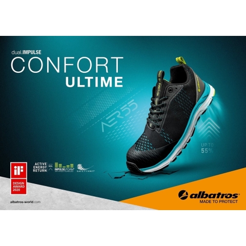 Albatros AER55 IMPULSE BLACK BLUE LOW S1P ESD HRO SRA 647500241000045 Veiligheidsschoenen S1 Schoenmaat (EU): 45 Zwart/blauw 1 paar
