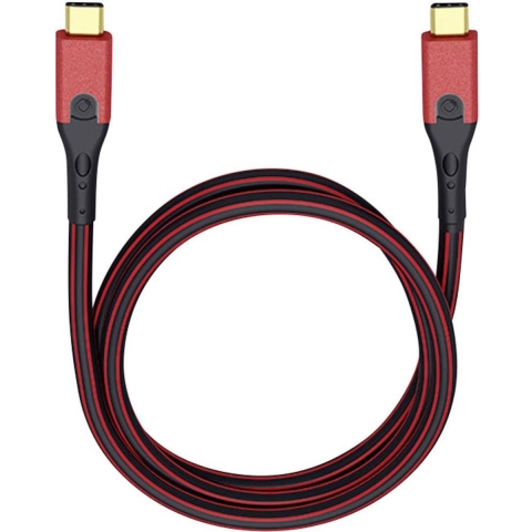 Oehlbach USB Evolution CC USB 3.2 Gen 1 (USB 3.0) [1x USB-C stekker - 1x USB-C stekker] 1.00 m Rood/zwart Vergulde steekcontacten