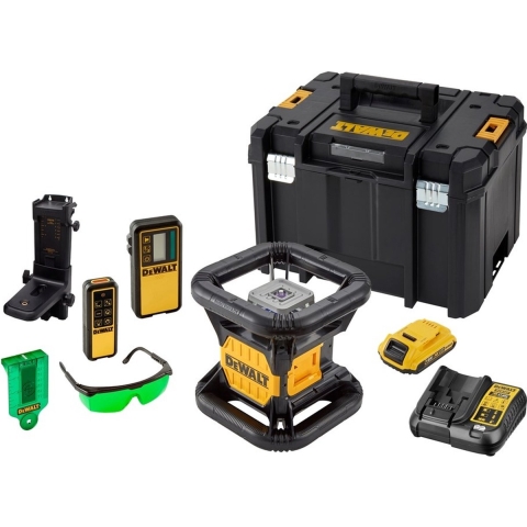 DeWalt DCE079D1G-SET - 18V XR Volautomatische roterende laser | groene laser + Statief en Meetlat - DCE079D1G-SET