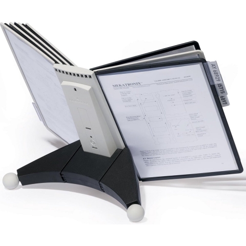 Durable Tafelstandaard | kunststof zwart/grijs | 10 zichtpanelen DIN A4 | met profielframe | 1 stuk - 563222 563222