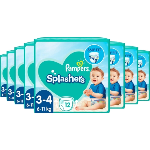 8x Pampers Splashers Zwemluiers Maat 3-4 (6-11 kg) 12 stuks