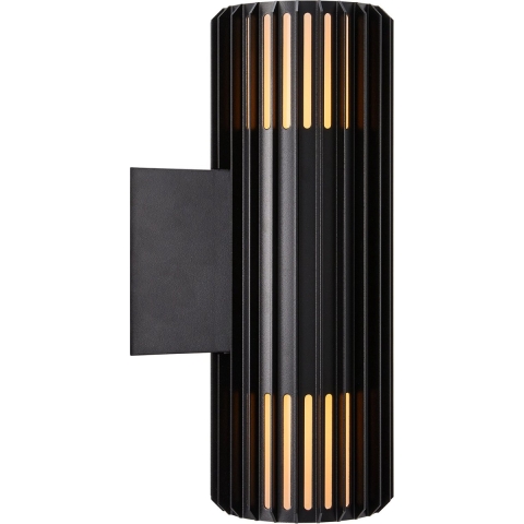 Nordlux Wandlamp Aludra rond dubbel 2x E27 zwart IP54 - 4800943