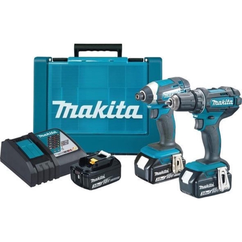 Makita DLX2127X1 Combiset - DDF482 18v Boor-/schroefmachine + DTD152 slagschroevendraaier 3,0 Ah accu (3 st), snellader in koffer