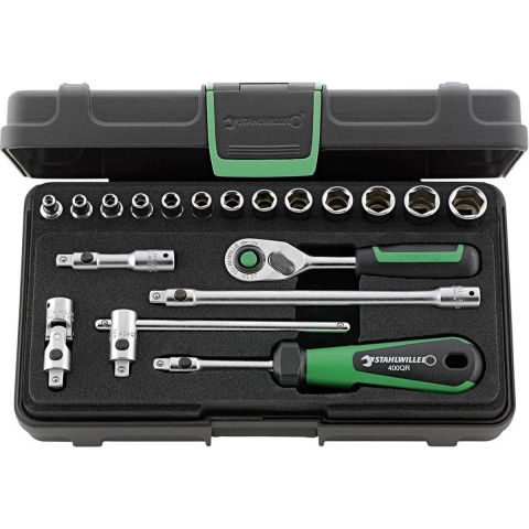 Stahlwille Dopsleutelset | 19-delig 1/4 inch | sleutelwijdtes 3,5-13 mm | aantal tanden 80 6-Kant | 1 stuk - 96011180 96011180