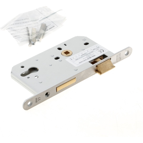 Nemef 649/46 Paniekdeurslot | DM60mm | PC72mm | krukgat 8mm gedeeld | voorplaat RVS 20x235mm afgerond | messing dag- en nachtschoot | DR 2 -