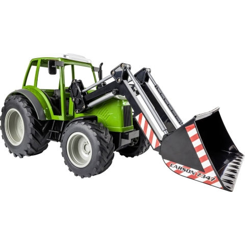 Carson Modellsport 907347 RC Traktor mit Frontlader 1:16 RC functiemodel Elektro Landbouwvoertuig Incl. accu, oplader en batterijen voor de zender