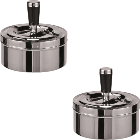 6x Verchroomde draaiasbakken/drukasbakken 11 cm -