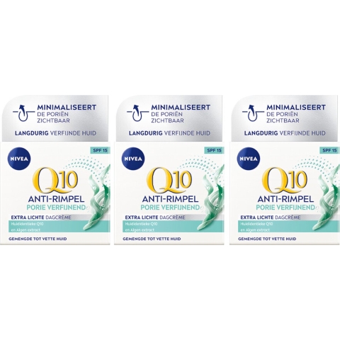 3x Nivea Anti-Rimpel Dagcreme Q10 Lichte Textuur 50 ml