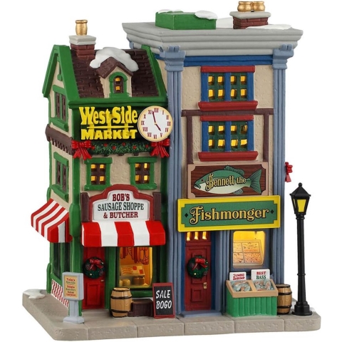West Side Market Shops 16x25x24 cm Kersthuisje - LEMAX