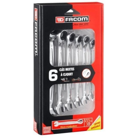 Facom Set Van 6 Ringsteeksleutels Met Ratel - 467B.JE6PB - 467B.JE6PB