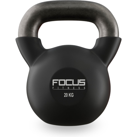 Kettlebell - Focus Fitness Vinyl - 20 kg - Zwart