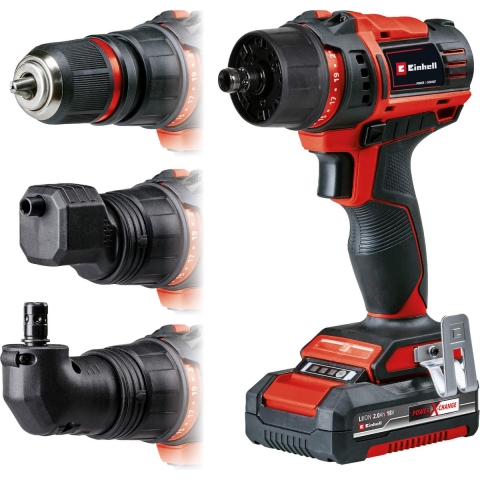Einhell Power X-Change TE-CD 18/45 3X-Li +22 4513990 Accu-schroefboormachine 18 V 2 Ah Incl. accu, Incl. hoekadapter