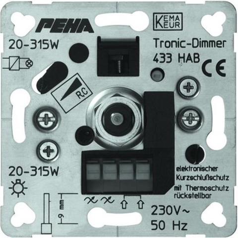 PEHA by Honeywell D 433 HAB O.A. Dimmer Inzetstuk 1 stuks Peha Aluminium