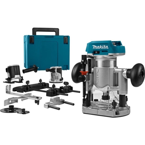 Makita DRT50ZJX9 Accu Freesmachine 18v Li-ion | zonder accu&apos;s en lader in M-box met geleiderail adapter - DRT50ZJX9