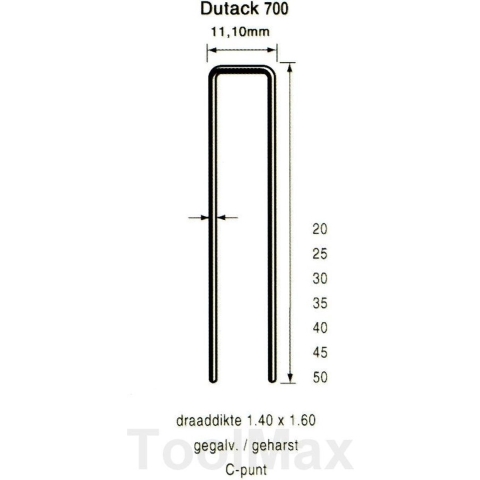 Dutack 11.1 mm nieten | 30mm | 10.000 stuks - 5056040