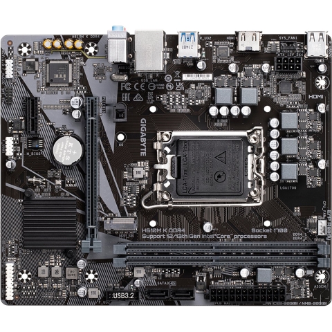 Gigabyte H610M K DDR4 Moederbord Socket Intel 1700 Vormfactor Micro-ATX Moederbord chipset Intel® H610