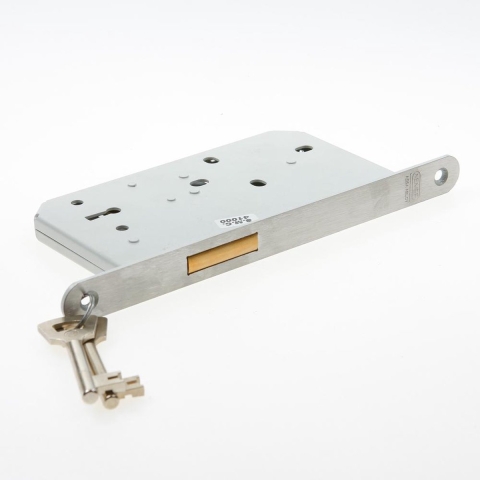 Nemef 636 Kastslot | DM60mm | klaviersleutel | voorplaat RVS 20x235mm afgerond | messing nachtschoot | 2 sleutels | DR 1+2+3+4 - 9063617650