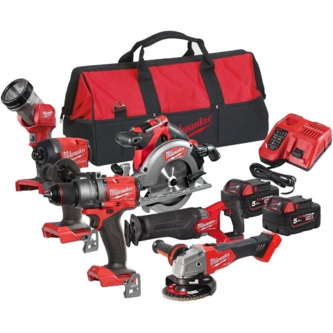 Milwaukee M18 FPP6E3-502B FUEL POWER PACK | 6 machines | 2x 5.0 Ah accu + lader | in gereedschapstas 4933480874