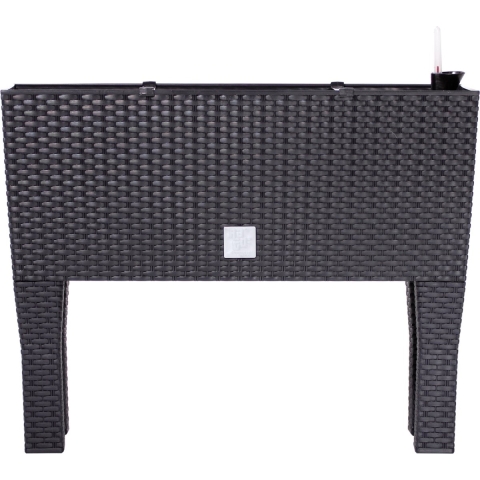 2x stuks kunststof Rato bloembak/plantenbak op poten met irrigatiesysteem antraciet 60 x 25 x 46 cm -