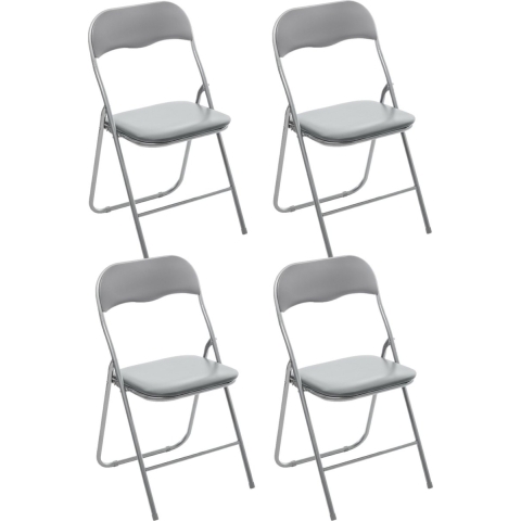 Klapstoel met pvc zitting - 4x - grijs - 44 x 48 x 79 cm - metaal -