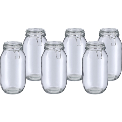 Voorraadpot/bewaarpot Alfie - 6x - 2L - glas - beugelsluiting - D13 x H26 cm -
