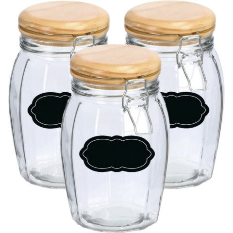 Weckpot/inmaakpot - 6x - 1.2L - glas - met beugelsluiting - incl. etiketten -