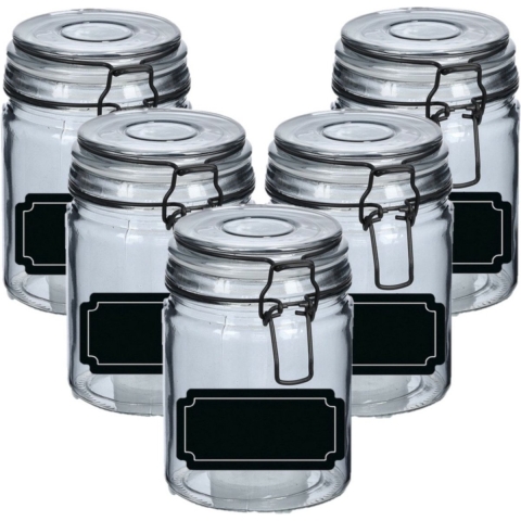 Weckpotten/inmaakpotten - 10x - 250 ml - glas - met beugelsluiting - incl. etiketten -