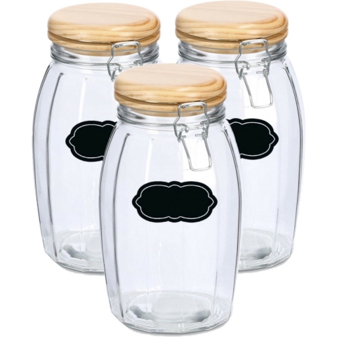 Weckpot/inmaakpot - 6x - 1.85L - glas - met beugelsluiting - incl. etiketten -