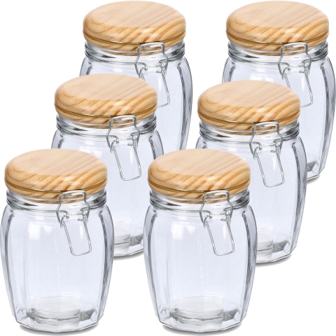 Voorraadpotten/bewaarpotten - 10x - 820 ml - glas - met beugelsluiting - D11 x H16 cm -