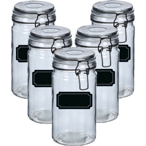 Weckpotten/inmaakpotten - 10x - 750 ml - glas - met beugelsluiting - incl. etiketten -