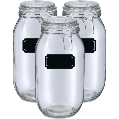 Weckpotten/inmaakpotten - 6x - 2L - glas - met beugelsluiting - incl. etiketten -