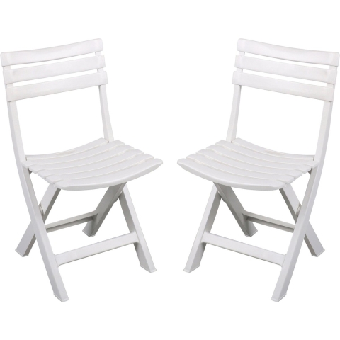 Klapstoel voor buiten/binnen - 4x - wit - 41 x 79 cm - stevig kunststof - Bijzet stoelen -