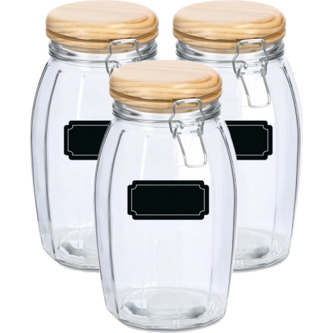 Weckpotten/inmaakpotten - 6x - 1.85L - glas - met beugelsluiting - incl. etiketten -