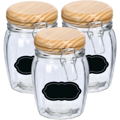 Weckpot/inmaakpot - 6x - 820 ml - glas - met beugelsluiting - incl. etiketten -