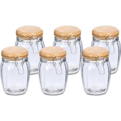 Weckpotten/inmaakpotten - 6x - 820 ml - glas - met beugelsluiting - D11 x H16 cm -