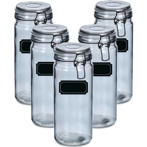Weckpotten/inmaakpotten - 10x - 1L - glas - met beugelsluiting - incl. etiketten -
