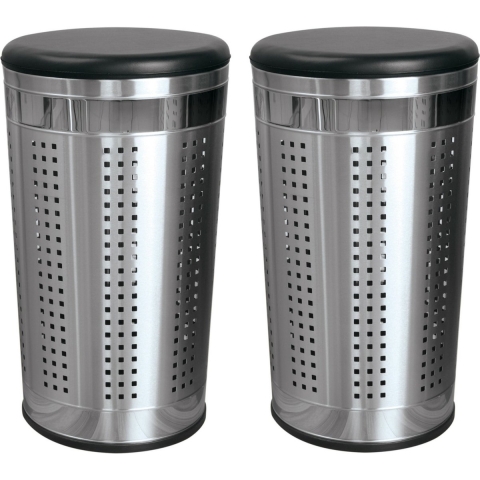 Wasmand Dubai- 2x - rvs metaal - zwarte deksel - 46 liter compartiment - 35 x 60 cm -