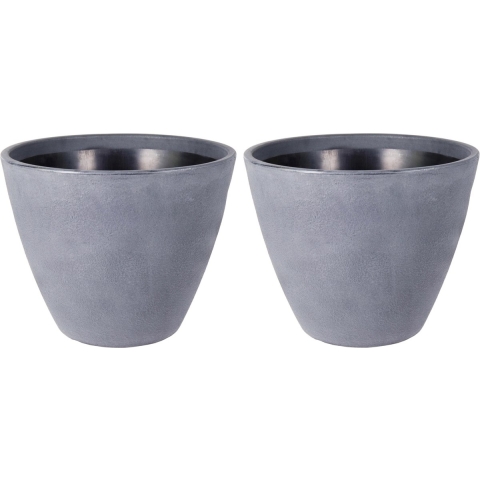 Plantenpot/bloempot - 2x - kunststof - lichtgrijs - dubbelwandig - D50 x H41 cm -