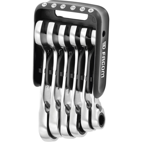 Facom SET KORTE RATELRINGSTEEKSLEUTELS IN HOUDER - 467BS.JP6PB