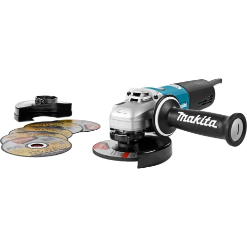 Makita 9565HRX1 | Haakse slijper | 230V | SJS 125 mm + 5 doorslijpschijven | gesloten beschermkap - 9565HRX1