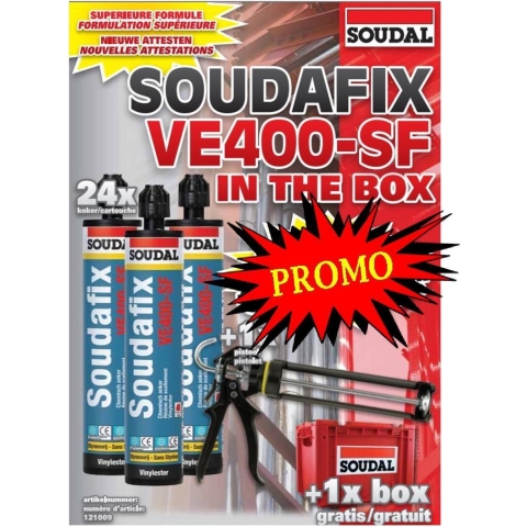 Soudal Promobox 24X VE-400 SF 280 ml + Box+Pistool - 121009