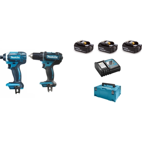 Makita DLX2127TJ1 Combiset - DDF482 18v Boor-/schroefmachine + DTD152 slagschroevendraaier 5,0 Ah accu (3 st), snellader, Mbox