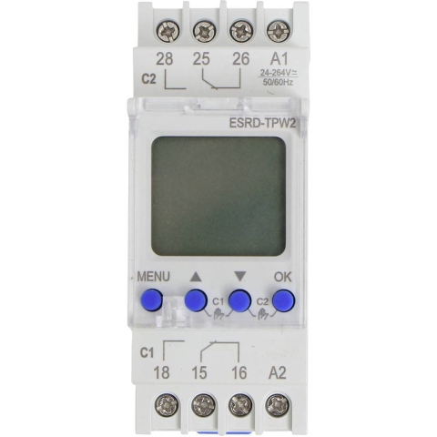 Counttec S2K90 Schakelklok voor DIN-rails ESRD-TPD2 Multifunctioneel, Weekprogramma, Dagprogramma, Vakantieprogramma
