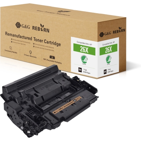 G&G Toner vervangt HP 26X Compatibel Zwart 9000 bladzijden Reborn remanufactured 21233
