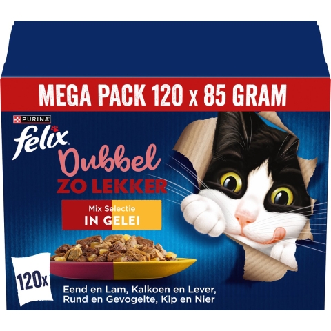 120x85g Dubbel Zo Lekker Felix Elke Dag Feest Kattenvoer